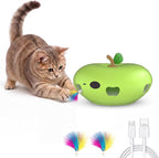 Cat Toys Automatic Interactive Cat Toy for Indoor Cats, Green | Rechargeable Cat Toys Interactive, Quiet Pop-Up Kitten Toy, Smart Sensor Feather Toy, Simulates Hunting, with 6 Random Holes