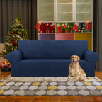 Stretch Couch Covers for Sofa, 3 Cushion Couch Slipcover,Navy Blue | 1-Piece Washable Sofa Cover Pet Friendly(78"-94") Furniture Protector Soft Jacquard, Elastic Bottom for Dogs & Kids