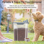 Dog Cat Food Storage Container with Cup (Dark Gray, 5L) | Pet Food Pourable Container Airtight with Large Spout, BPA-Free Plastic Food Dispenser for Pet Food, Bird Seed, Rice, Flour