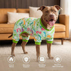 KYEESE Dog Pajamas Stretchy Pet Jammies Onesie Large Dog Pajamas with Colorful Dinosaurs Comfy Clothes for Dogs Boy Girl Velvet Pjs Soft Outfit, XXX-Large