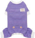 KYEESE Dog Pajamas Soft Striped Pet Jumpsuit Lightweight Doggie Jammies 4 Legs Dog Clothes Stretchable Pajamas Breathable Cozy Outfit Comfortable Onesie Sleepwear for Small Dogs,Purple Striped, Large