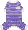 KYEESE Dog Pajamas Striped Pet Jumpsuit Soft Doggie Jammies Lightweight Onesie 4 Legs PJS Stretchable Dog Pajamas Breathable Costumes Comfortable Sleepwear for Small Dogs,Purple Striped, X-Large