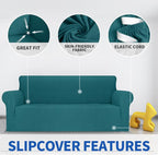 MAXIJIN Stretch Oversized Couch Covers for 3 Cushion Couch (91"-110"), 1-Piece Large Sofa Cover Slipcover Furniture Protector for Kids,Dogs (Extra Large, Diamond Pattern Blackish Green)