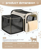 MIDOG Cat Carrier Soft for Small-Medium Cats Up to 25lbs, Airline Approved | Expandable Square Design,Comfort & Breathable Window,Equipped with anti-slip lock zippers and an internal safety leash