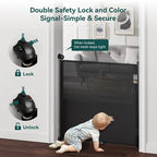 Babepai Retractable Baby Gates for Stairs, Retractable Dog Gate for Indoor/Outdoor Use | Child Gates for Doorways, Deck, Porch, Hallways, Patio (Black, 72" Wide × 34" Height)