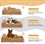 Rainmr Orthopedic Dog Beds for Large Dogs, 7" Memory Foam Dog Beds with Waterproof Liner, Durable Microsuede Cover, Removable and Washable, Nonskid Bottom, 52"x36"x7" XL Khaki
