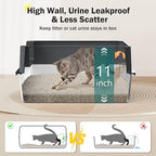 Stainless Steel Litter Box, Extra Large Litter Boxes for Big Cats, XLarge Metal Cat Litter Box with Lid, Anti-Urine Leakage XL Box with High Sides, Easy Clean, Non-Sticky, Scoop Included