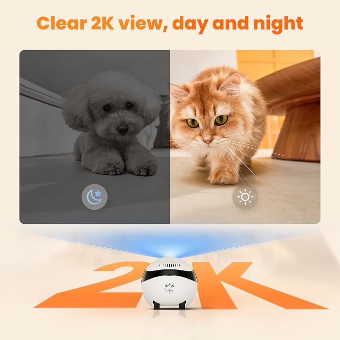 Enabot EBO Mini Pet Camera Robot: 2K FamilyBot Mobile Home Companion | Whole-Home Mobility, Remote App Control, Two-Way Talk, Night Vision, Auto-Recharge, Local Storage, Long Distance Gift
