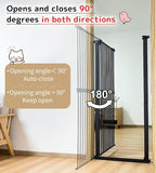 Lumizone 61.02" Extra Tall Pet Gate for Cat Dog 30.12"-34.05" Wide Black | Extra Tall Cat Gate for Doorway Hallway Stairs Pressure Mounted 1.37" Gap No Drilling Auto-Close Dual-Lock