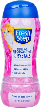 Fresh Step Cat Litter Crystals Deodorizer, Sweet Blossom Scent, 30 Oz | Non-toxic crystals, sweet blossom scent, odor neutralizing, any litter box