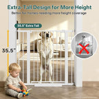 InnoTruth 29.6-39.1 in Wide x 35.5 in High Extra Tall Baby Gate, White | Indoor Metal Dog Gate for Stairs and Doorways, Auto Close Walk Through Door for Pets, Double Lock, Pressure or Hardware Mount