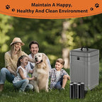 Dog Poop Trash Can Outside - 5L/1.3Gal Small Trash Can with Lid, Gray | Outdoor Dog Poop Trash Can with 40 Bags, Pedal, Removable Inner Bin, Metal Dog Waste Trash Can with Soft Close, Odor Control