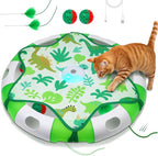 Cat Toys for Indoor Cats, Interactive Automatic Hide and Seek Toy, Moving Concealed Feathers Wand Teaser, Bird Chirping Squeaky, Touch Activated, Rechargeable Kitten Toys,Cat Bell Ball to Stimulate