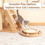 Sisal Cat Scratch Pad with Ball Track Round Wooden Cat Scratchers | Cat Scratching Board for Indoor Small Cats and Kitten Scratching Chasing Playing