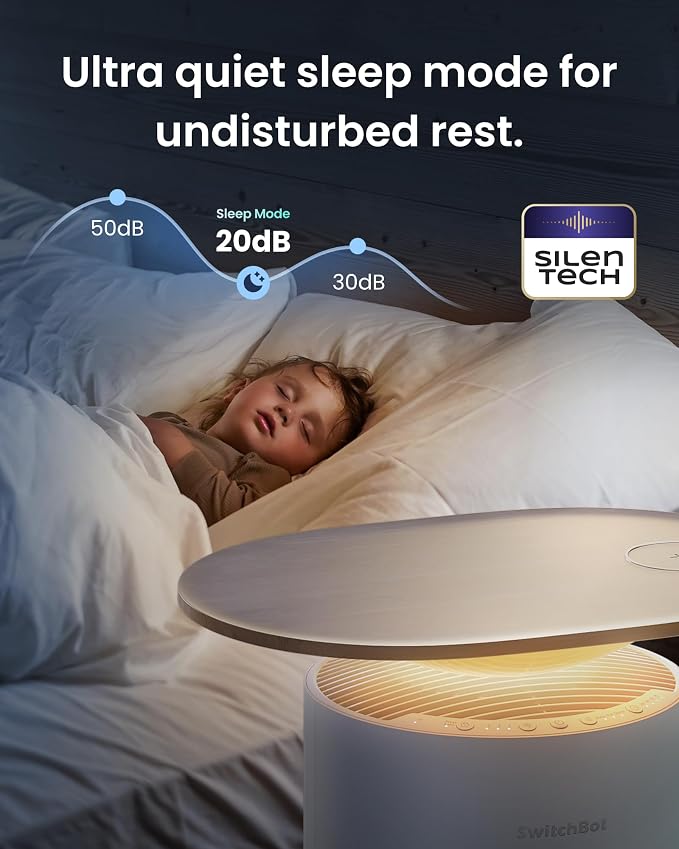 SwitchBot Air Purifier for Home Large Room, Matter, Up to 3620 ft², Air Purifier for Wildfire Smoke, Pets, Odors, 20dB, Washable Pre-filter, Pet Mode, RGB Light, Work with Alexa, HomeKit, Google Home