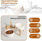 Elevated Ceramic Dog Bowl, 3.6 Cups Dog Food and Water Bowl Set with Stand | 6.1'' Double Dog Feeding Dishes, Non-Slip Raised Dog Feeder for Small and Medium Breeds, 28.74 OZ / 850 ML, White