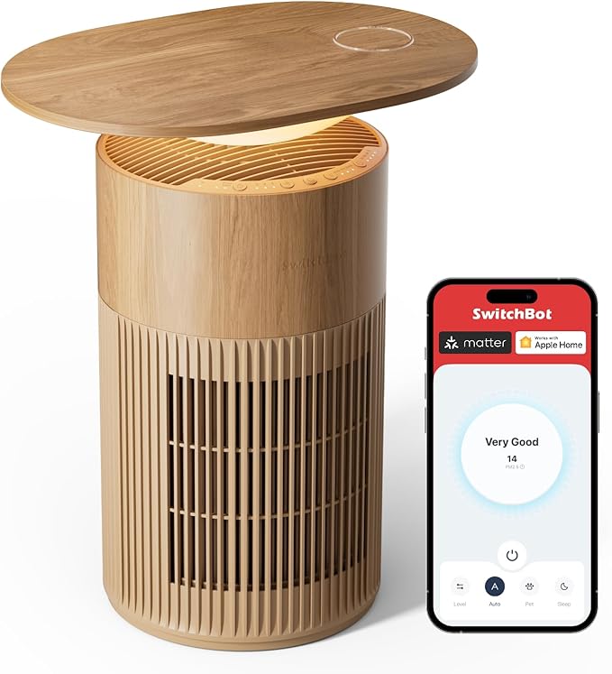 SwitchBot Air Purifier for Home Large Room, Matter, Up to 3620 ft², Air Purifier for Wildfire Smoke, Pets, Odors, 20dB, Washable Pre-filter, Pet Mode, RGB Light, Work with Alexa, HomeKit, Google Home
