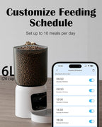 Automatic Cat Feeder with 2K Camera, 5G WiFi Smart Pet Food Dispenser for Cats & Small Dogs, 6L Large Capacity Timed Auto Feeder with App Control, Night Vision, 2-Way Audio & Detachable Design (White)