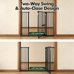 Adjustable Pet Gate 29.5-43“ with Cat Door, Black | U-Shaped Iron Gate, Two Installation Methods, Suitable for Stairs and Doorways