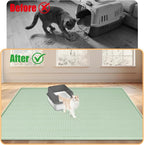 Silicone Cat Litter Mat 47" x 35" Cat Mat for Litter Box, Green | Extra Large Cat Litter Trapping Mat for Floor, Waterproof, Non-Slip Kitty Litter Box Mat with Raised Edge, Easy to Clean