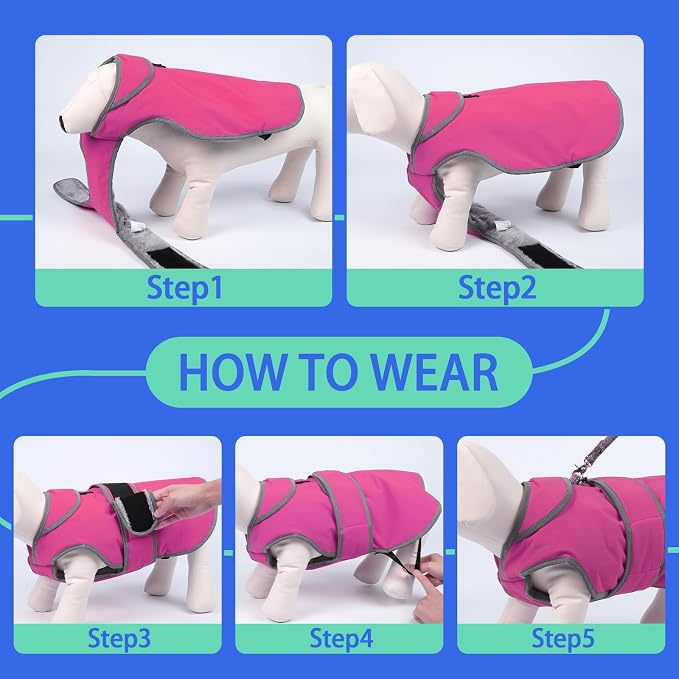 MIGOHI Warm Dog Coat Winter Dog Jacket,Waterproof Cold Weather Coats for Dogs,Fleece Jacket for Small Medium Large Dogs,Reflective Thick Fleece Vest with Leash Hole