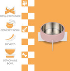 DBL3000A Intersecta Small/Medium Concrete and Stainless Steel Bowl 16oz (2 Cups) with Metal Stand Pet Feeder, Pink/White