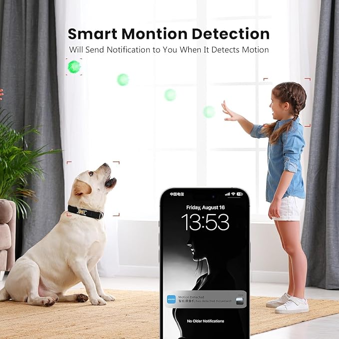 AMOROM Indoor Cameras, Alexa Camera for Baby/Elderly/Pet Monitoring | AI Smart Detection & Alarm, 2-way Talk, Night Vision, 2.4G WiFi App Control, Cloud & SD Card Storage, 2 Pack
