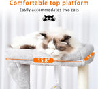 Heybly Cat Tree, 40" Tower with All-Sisal Wrapped Scratching Post HCT006SW | Cat Tower for Indoor Cats, Cat Condo with Soft Platform, 2 Baskets and Dangling Toy, Light Gray