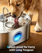4.2Gal Extra Large Dog Water Fountain, 16L Stainless Steel Pet Water Fountain for Large Dogs, No Spill Dog Water Bowl Dispenser with Deeper Wider Bowl, 68-Cup Water Tank for Multi-Pet(with 7 Filters)
