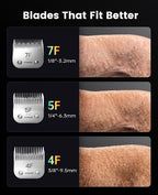oneisall Professional Dog Clippers 4 Length A5 Blades with Carring Case | 3700SPM 2-Speed, 2600mAh Swappable Battery, Low Noise Dog Grooming Clippers for Thick Long Curly Matted Hair