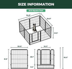 FXW Rollick Unleashed Dog Playpen for Indoor, Yard, RV Camping, 32 inch 8 Panels Dog Pen with Playpen Cover for Small and Medium Dogs, Black│Patented