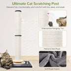 Globlazer 35in Tall 3.9-in Thick Cat Scratching Post for Adult Cats, SC35 | Durable Natural Sisal Rope, Solid Wood Track Ball Game, Interactive Hanging Toy, Enlarged Base, Custom Tier