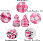 Dog rain Coat Waterproof Raincoat Puppy Jacket with Legs Buttons Zipper Hood Drawstring Fit for Yorkie Terrier Schnauzer Poodle Border Collie Labrador Golden Retriever 8lbs to 80lbs Pink XXL
