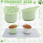 2 Pack Slow Feeder Cat Bowls Silicone Tilted Raised Pet Bowl with Non Slip Base for Digestion Anti Vomit, Gray, Green