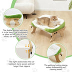 Wooden Cat Window Perch Bed, White and Green | Sturdy Wooden Frame, Removable Washable Cover, Window Sill Hanging, All Seasons Comfort