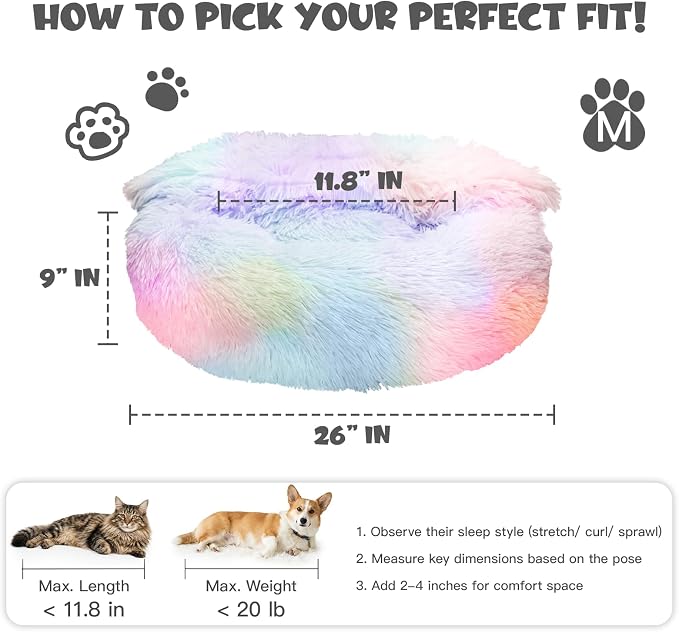 Himax 26in Covered Dog Bed with Blanket Attached Calming Burrow Light Grey | Anti-Anxiety Donut dog bed with cover, Washable Round Fluffy Pet& Cat Beds