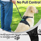 NESTROAD No Pull Dog Harness,Adjustable Oxford Dog Vest Harness with Leash,Reflective No-Choke Pet Harness with Easy Control Soft Handle for Small Dogs(Small,Black)