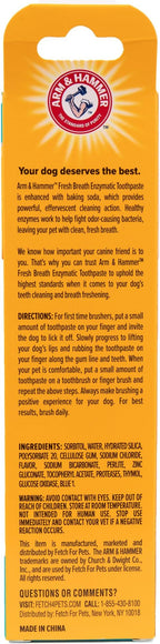 Arm & Hammer Fresh Breath Enzymatic Dog Toothpaste, Vanilla Ginger, 2.5 Oz | Baking soda dental gel eliminates bad breath, safe for daily use in puppies and adult dogs