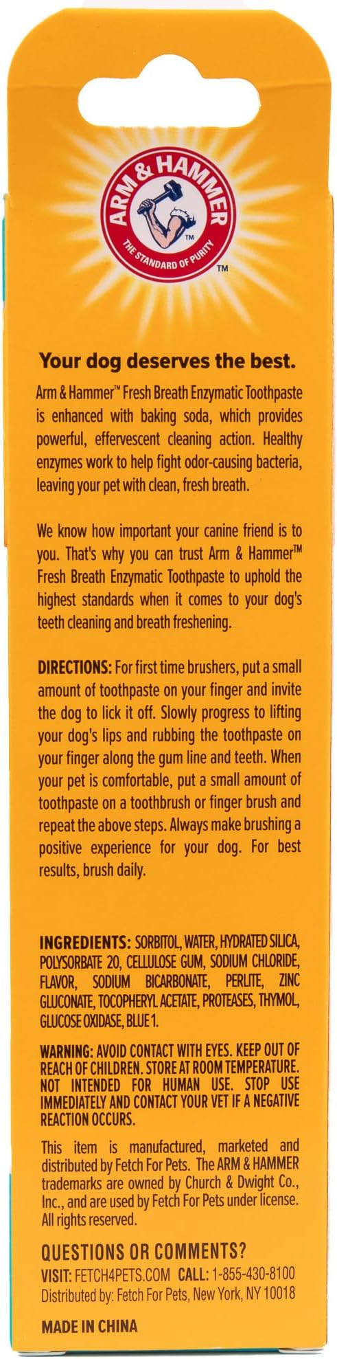 Arm & Hammer Fresh Breath Enzymatic Dog Toothpaste, Vanilla Ginger, 2.5 Oz | Baking soda dental gel eliminates bad breath, safe for daily use in puppies and adult dogs