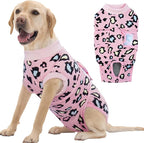 FUAMEY Dog Recovery Suit, Soft Surgical Suit for Dogs Onesie for Surgery | Cone Alternative after Surgery, Abdominal Wound Protector, Anti Lick Suit, Dog Onesie for Surgery Female Male Pink Leopard XL