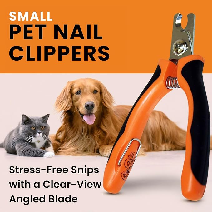 Nail Clipper for Small to Medium Pets, Quick Sensor Safety Guard | Heavy Duty Trimmer for Thick Nails, Stainless Steel Blades, Grooming Tool for Dogs & Cats, Non-Slip Handle Built-in Nail File