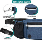 PetAmi Dog Fanny Pack, Treat Pouch for Dog Walking, Training, Built in Poop Bag Dispenser, Water Bottle Holder, Collapsible Bowl, Pet Treat Waist Belt for Hiking, Running, Kibbles (Navy Blue)