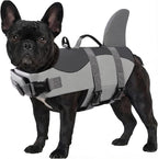 ASENKU Dog Life Jacket - Pet Safety Vest for Swimming & Boating, Shark Life Jacket with Floatation, Dog Lifesavers Swimsuits for Small Medium Large Dogs (Grey, S)