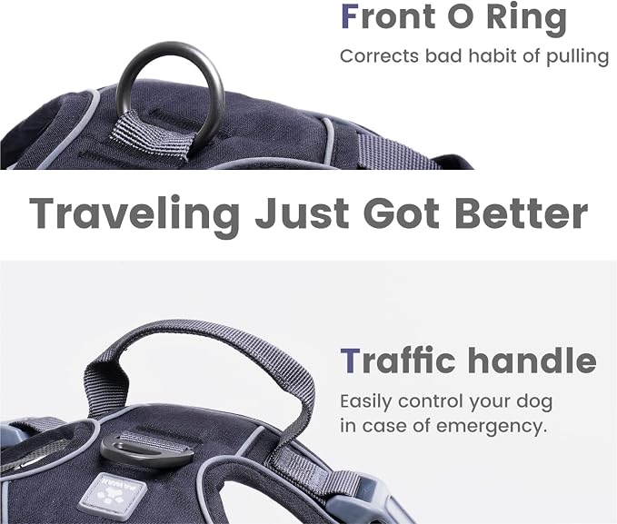 Pawaii No Pull Dog Harness with Pet ID Tag, Reflective Vest | Built for safer walks with a QR Pet ID Tag, front no pull clip, reflective trim, control handle and breathable mesh lining