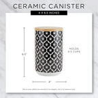 Bone Dry Ceramic Treat Jar for Cats and Dogs, Bamboo Lid, Dishwasher Safe Canister, 4x6.5", Navy, Cat Treats