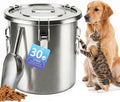 30LB Stainless Steel Dog Food Storage Container with Lid & Scoop, Large Metal Dog Food Container for Dry Pet Food, Pet Food Storage Container for Kibble, Cat Food and Treats
