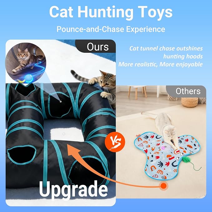 Automatic Cat Toy, Motion Activated Interactive Cat Toy Ball with Cat Tunnel, Hide and Seek Puzzle Game for Indoor Cats Kittens, Interactive Cat Toy to Relieve Boredom