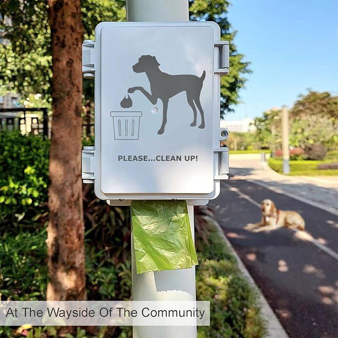 Dog Poop Bag Dispenser Wall Mounted Waterproof Outdoor Pet Waste Bags Dispenser Station Stake, Pole, Fence Mounted fits Home, Porch, Back Yard (white,only dispenser)