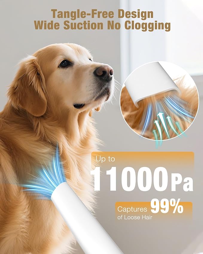 Sharper Image Professional Pet Grooming Vacuum Kit, 5-in-1 Dog Grooming Clippers with Low Noise Trimmer, 2.5L Large Dust Cup, 3 Suction Modes & 5 Grooming Tools for Dogs, Cats and Small Pets | 3 suction modes, 11000Pa, 5 tools, 59dB, 17.3x13.4x7.5in, f...