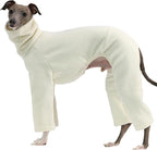 D Doggy Star Italian Greyhound Clothes Sweater Fleece Basic Onesie Whippet for Dog Turtleneck Outfits Coat (S,FLCE Ivory)